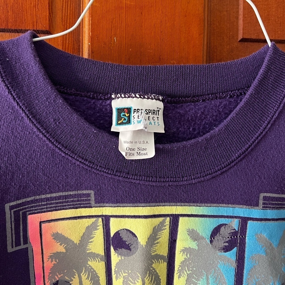 Vintage 80s 90s Florida Keys Sweatshirt Dress – Purple Oversized Beach Graphic - Picture 4 of 9